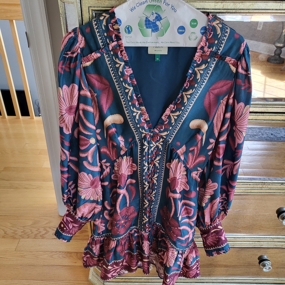 FARM Rio Vibrant Floral Mini Dress - Teal seashell tapestry - Picture 3 of 3
